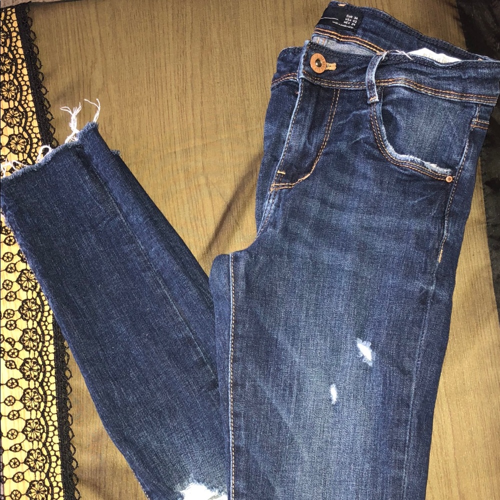 Zara distressed skinny jeans
